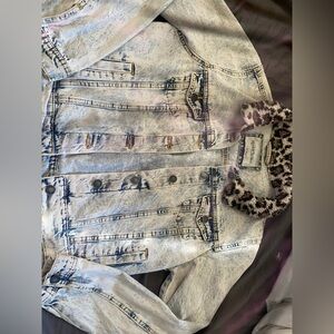 Leopard print jean jacket